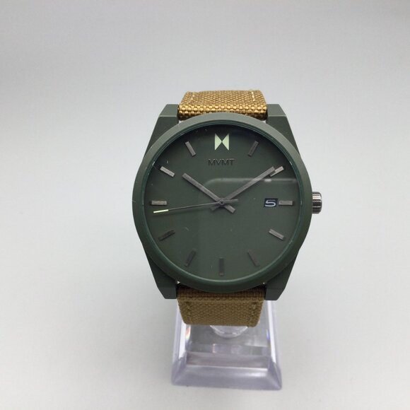 MVMT Element Watch Men 43mm Green Date Tan Nylon Band New Battery main image 14